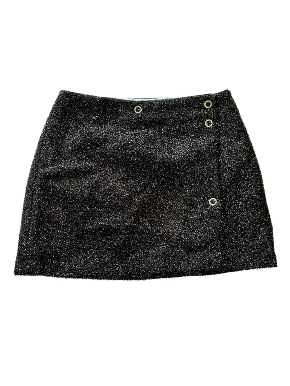 Ganni Sparkle Mini Skirt, Wrap Effect Tinsel Mini Skirt / Size